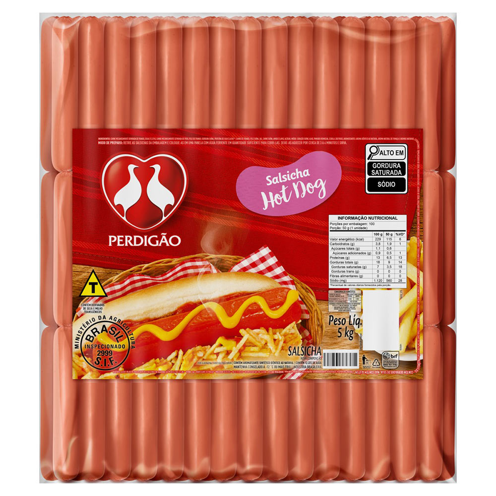SALSICHA HOT DOG PERDIGAO PCT 5KG